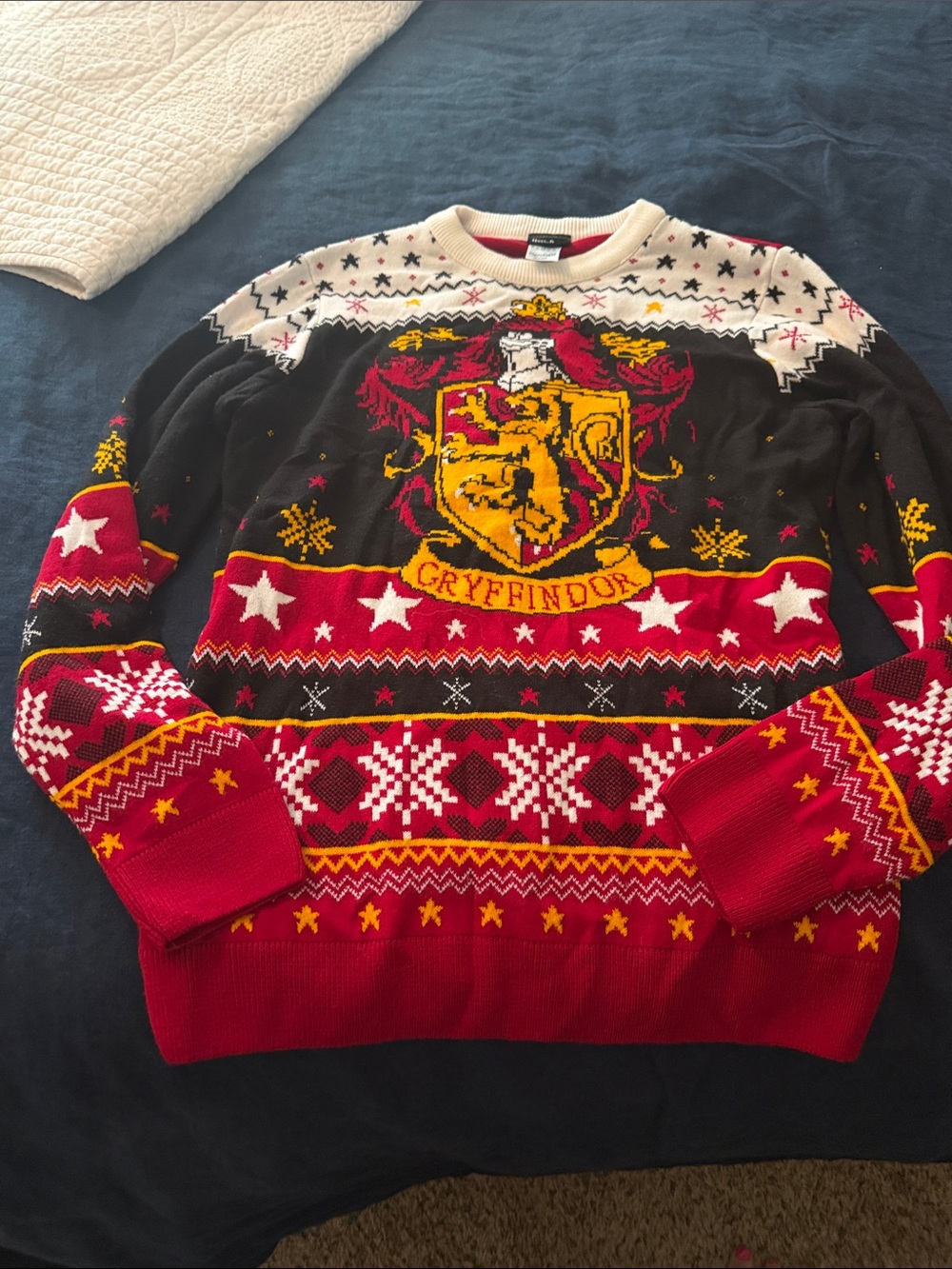 Harry Potter Gryffindor Crest Holiday Crewneck Sweater - Red, Black & Yellow